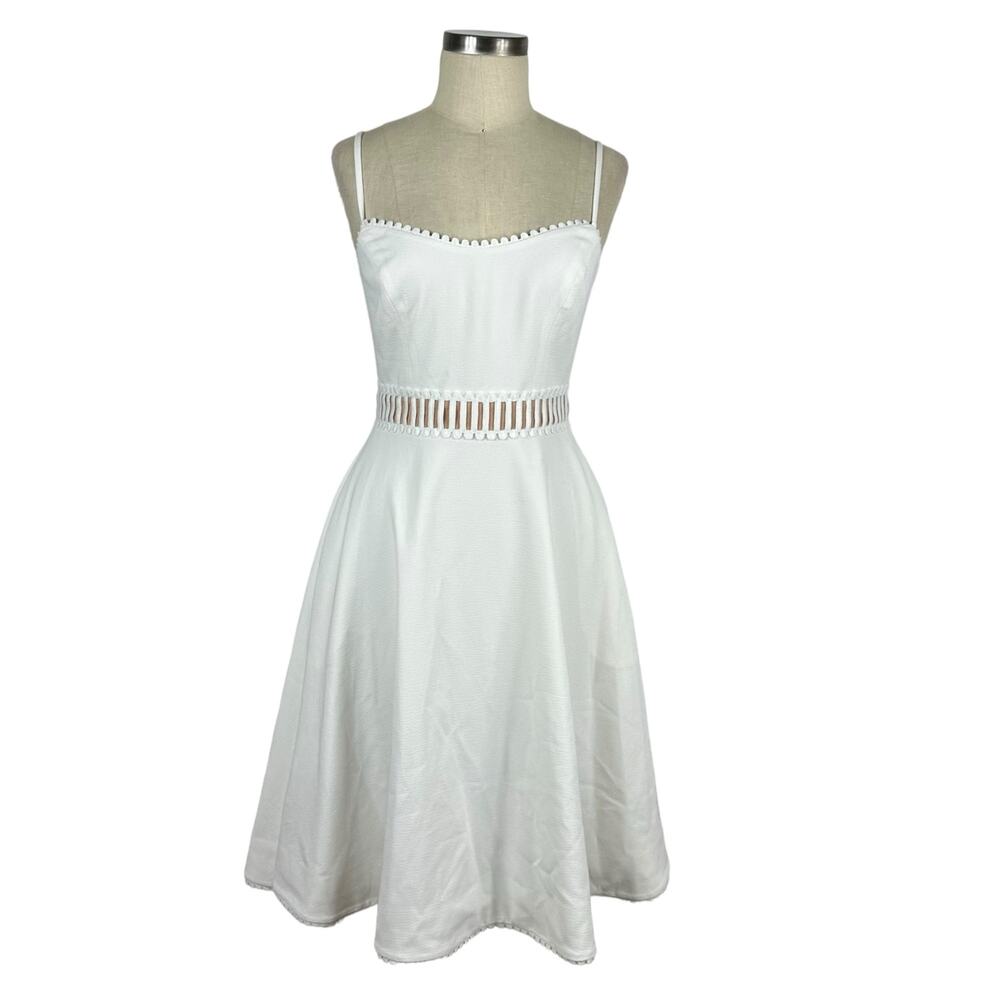 DRESS THE POPULATION Harlow Sleeveless Fit & Flare Midi Dress Size‎ Small White